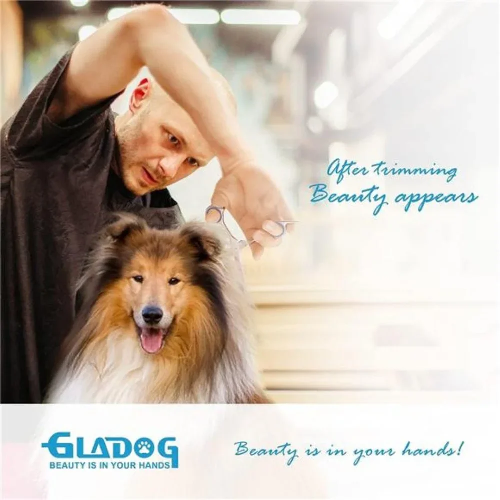 Professional 5 in 1 Dog Grooming Scissors Set with Safety Round Tips, Sharp